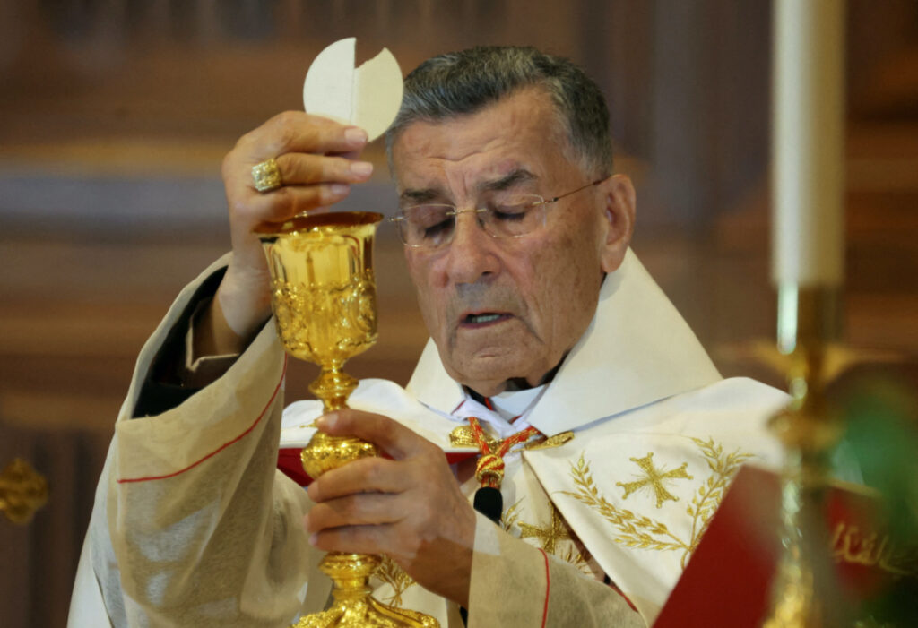 Maronite Patriarch Bechara Boutros Al-Rai holds a mass in the memory of victims of 4th August, 2020, Beirut port blast, on the eve of the third anniversary of the explosion, in Beirut, Lebanon, on 3rd August, 2023.