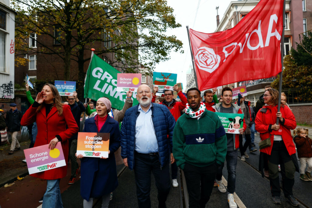 The leading candidate of the Dutch Labour Party, Frans Timmermans attends The March for Climate and Justice to demand political change before the elections in Amsterdam, Netherlands, on 12th November 2023.