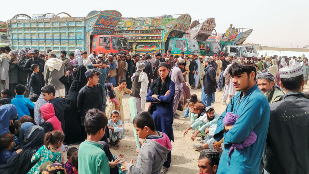 Afghan citizens gather to get their registrations to cross into Afghanistan, after Pakistan gives the last warning to undocumented immigrants to leave, at the Friendship Gate of Chaman Border Crossing along the Pakistan-Afghanistan Border in Balochistan Province, in Chaman, Pakistan, on 1st November, 2023