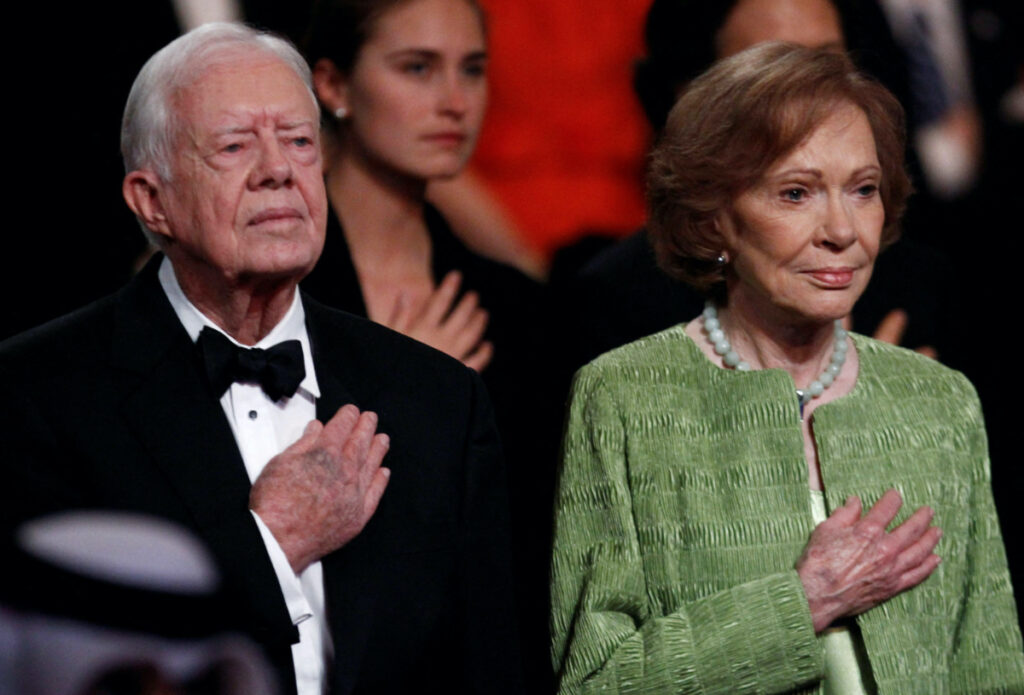 Former US President Jimmy Carter and his wife Rosalynn attend the "All Together Now - A Celebration of Service" at the John F Kennedy Center for Performing Arts in Washington on 21st March, 2011.