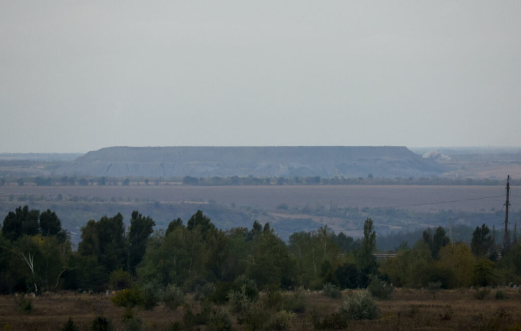 A view shows the area of Avdiivka town in the course of Russia-Ukraine conflict, as seen from Yasynuvata in the Donetsk region, Russian-controlled Ukraine, on 13th October, 2023.