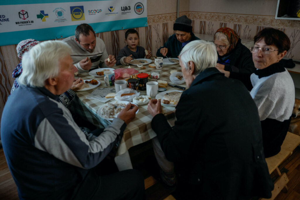 Internally displaced people from the Donetsk region have lunch at a temporary shelter, amid Russia's attack on Ukraine, in Kostiantynivka, Donetsk region, Ukraine, on 13th November, 2023.