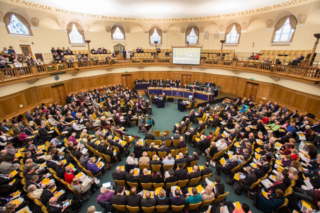 The General Synod of the Church of England meets at Church House in London.