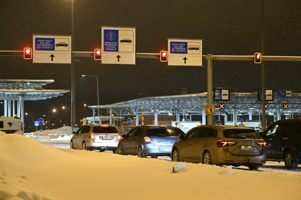 Cars in line wait for the closed Vaalimaa border checkpoint between Finland and Russia to reopen, in Virolahti, Finland on 13th December, 2023