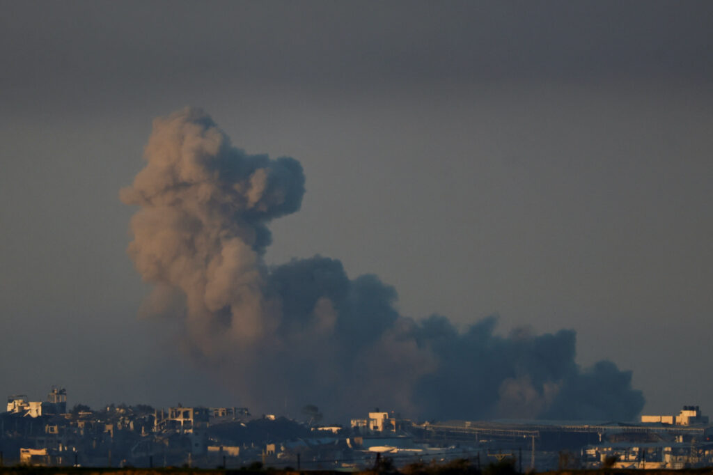 Smoke rises in Gaza, amid the ongoing conflict between Israel and the Palestinian Islamist group Hamas, as seen from Southern Israel, on 15th December, 2023