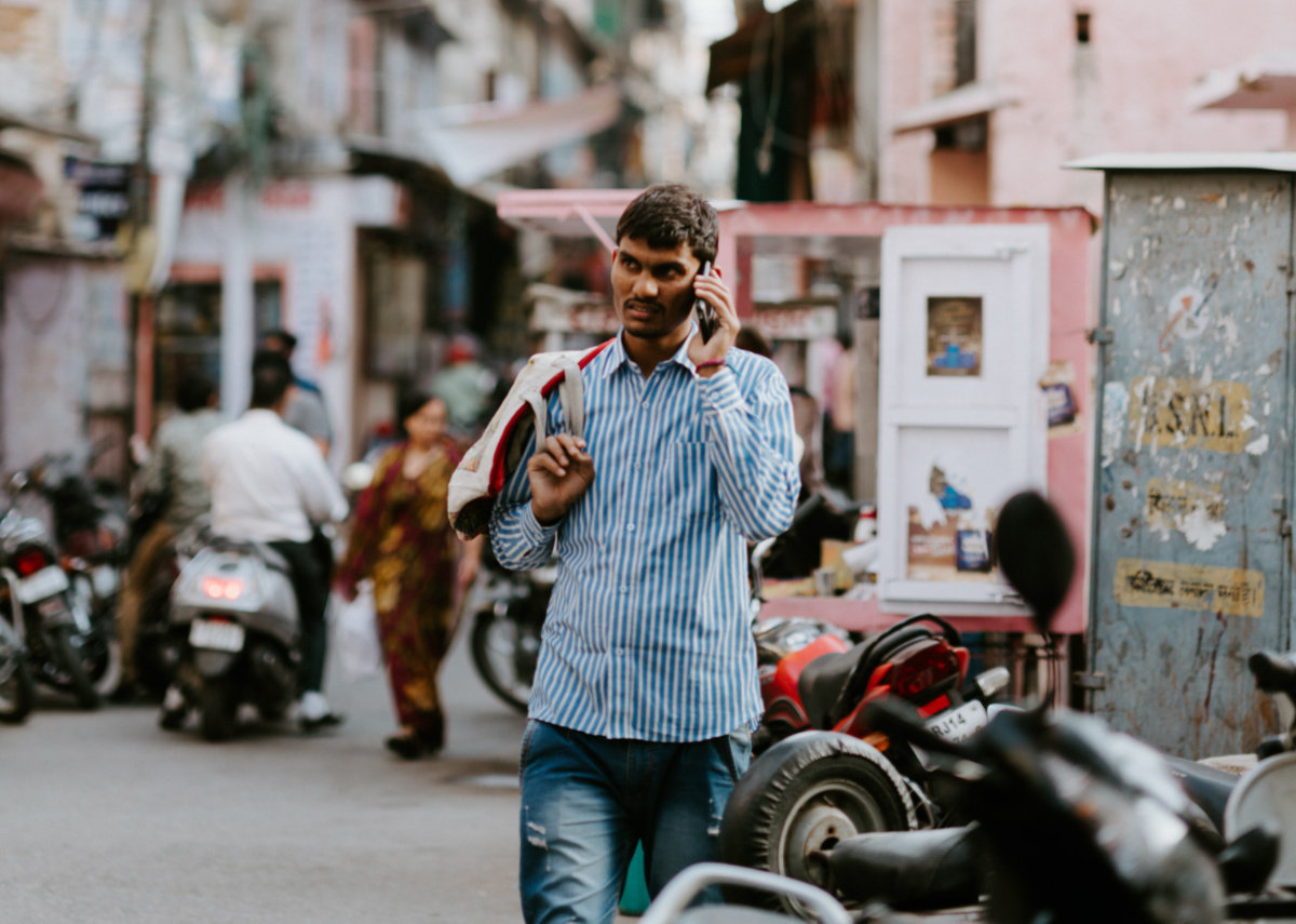 India Jaipur man with phone