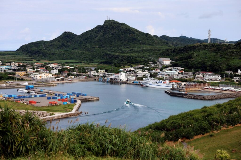 A general view shows Kubura fishing port on Yonaguni island, Japan's westernmost inhabited island in Okinawa prefecture, Japan, on 10th November, 2023