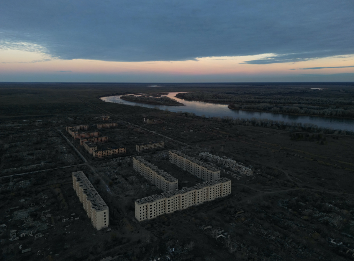 A view shows abandoned buildings in the Chagan military town near the former Semipalatinsk Test Site, one of the main locations for nuclear testing in the Soviet Union, in the Abai Region, Kazakhstan on 7th November, 2023.