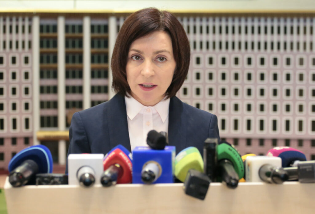 Maia Sandu, who was appointed as prime minister of Moldova, speaks to the media in Chisinau, Moldova, on 9th June, 2019.