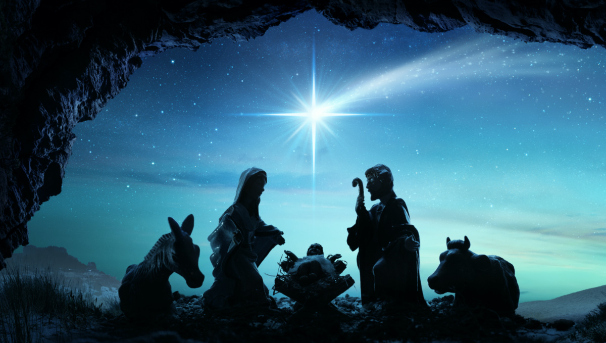 Nativity characters in the holy night 