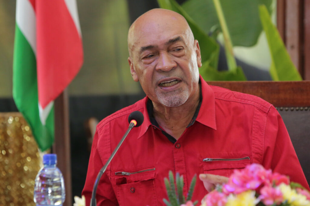 Former Suriname president Desi Bouterse speaks during a news conference after the Court Martial of Suriname confirmed a 20-year jail sentence for his involvement in the murder of 15 people while he ruled in 1982 during his military government, in Paramaribo, Suriname on 31st August, 2021