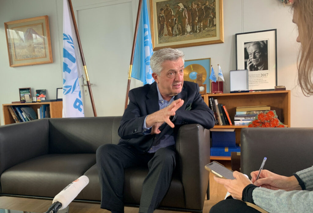 Filippo Grandi, United Nations High Commissioner for Refugees, attends an interview with Reuters ahead of the Refugee Forum in Geneva, Switzerland, on 7th December, 2023.