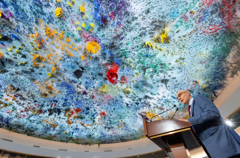 Volker Turk, United Nations High Commissioner for Human Rights, attends the high-level event commemorating the 75th Anniversary of the Universal Declaration of Human Rights at the United Nations in Geneva, Switzerland, on 11th December, 2023.