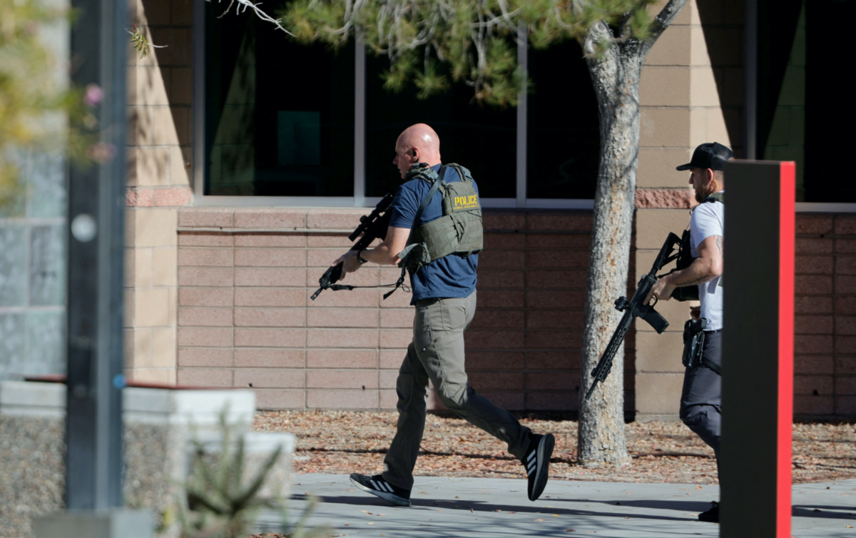 Law enforcement officers head into UNLV campus after reports of an active shooter in Las Vegas, Nevada, US, on 6th December, 2023