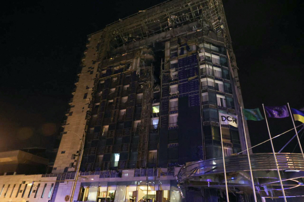 A view shows the Kharkiv Palace Hotel destroyed during a Russian missile strike, amid Russia's attack on Ukraine, in Kharkiv, Ukraine, on 30th December, 2023