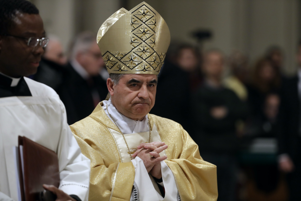 Mons Giovanni Angelo Becciu presides over an eucharistic liturgy, at the St John in Latheran Basilica, in Rome, on Thursday, 9th February, 2017