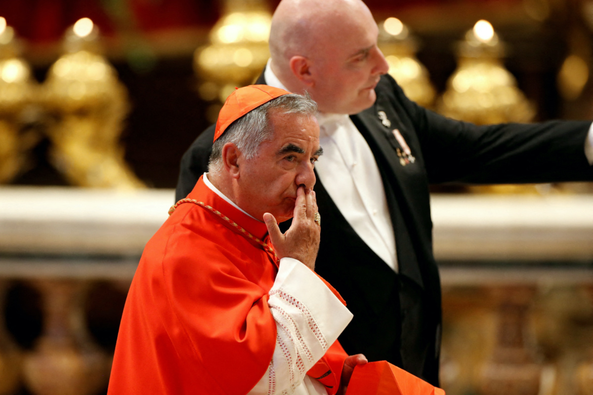 Cardinal Angelo Becciu arrives at a consistory ceremony to elevate Roman Catholic prelates to the rank of cardinal, at Saint Peter's Basilica at the Vatican, on 27th August, 2022.