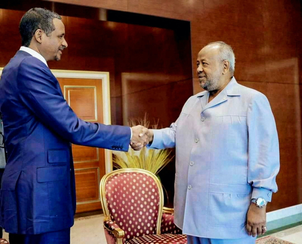 Djibouti's President Ismael Omar Guelleh receives leader of Sudan's paramilitary Rapid Support Forces (RSF) General Mohamed Hamdan Dagalo, at the Presidential Palace in Djibouti city, Djibouti on 31st December, 2023