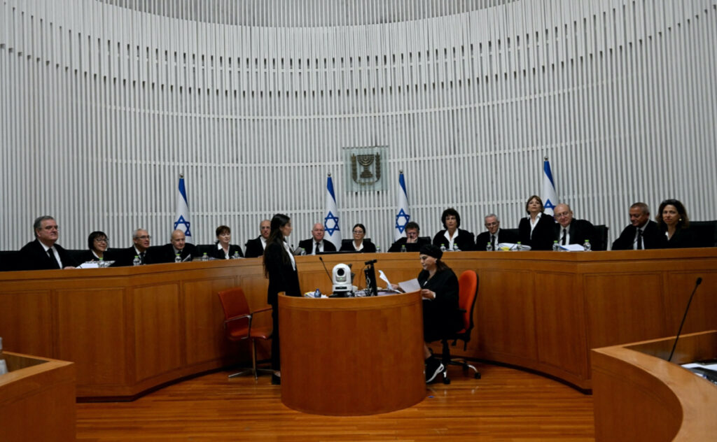 President of the Supreme Court of Israel Esther Hayut and all fifteen justices assemble to hear petitions against the reasonableness standard law in the High Court in Jerusalem, on Tuesday, 12th September, 2023
