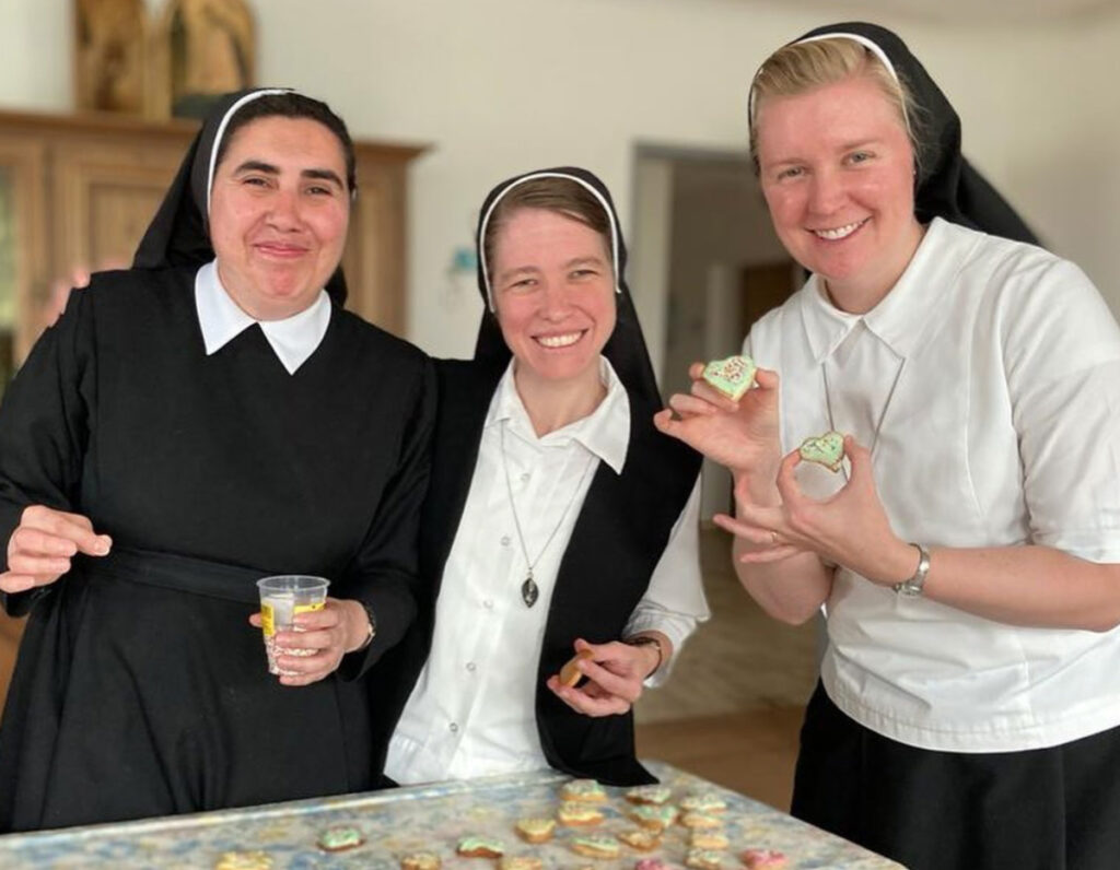 Sister Maria Angeline Weiss, right, with fellow Sisters of Christian Charity.