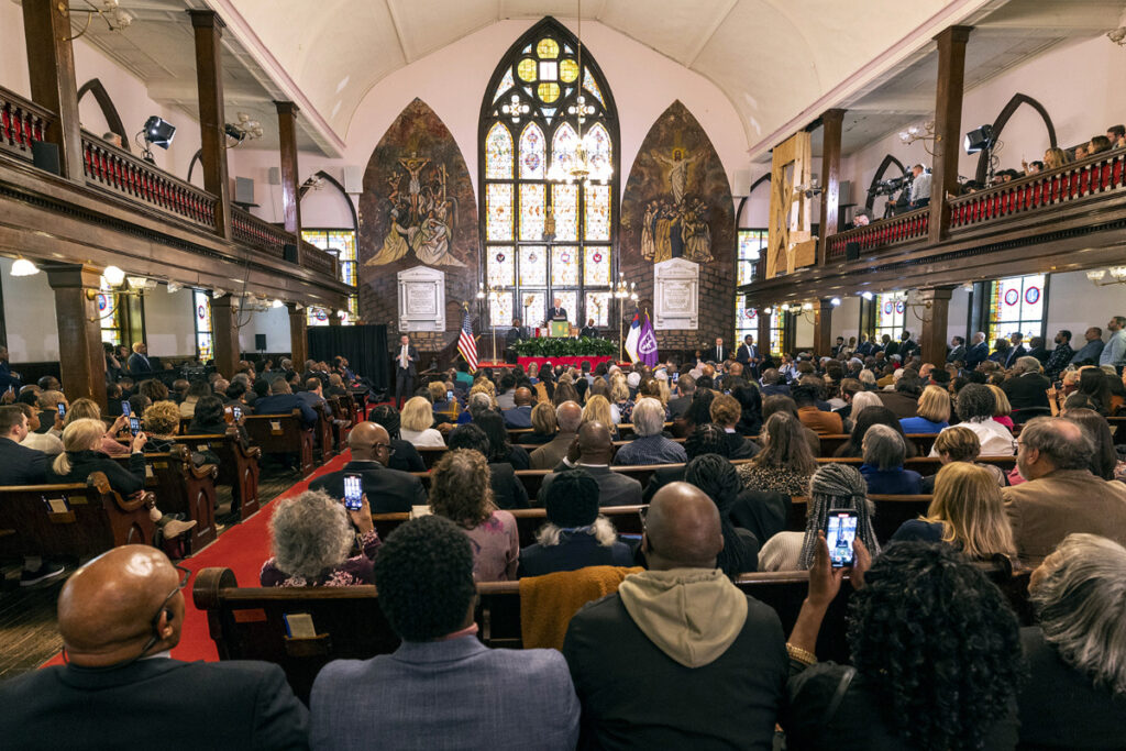 President Joe Biden delivers remarks at Mother Emanuel AME Church in Charleston, South Carolina, on Monday, 8th January, 2024
