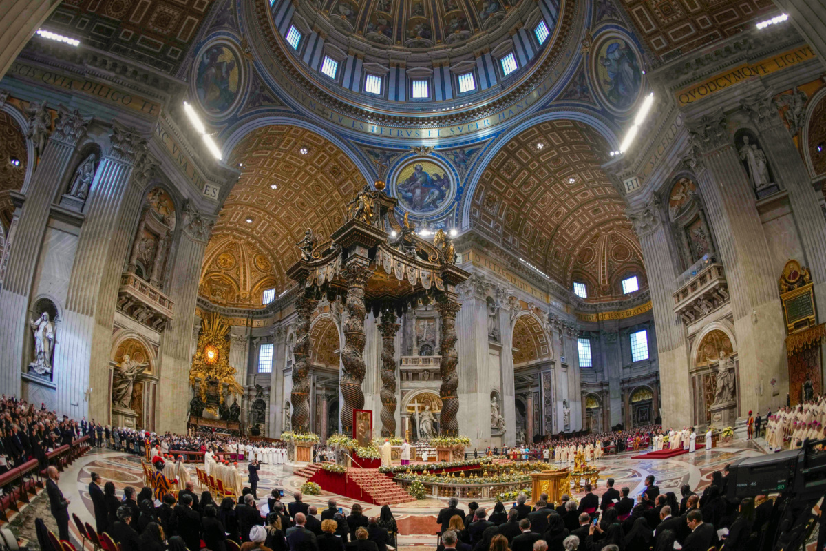 Pope Francis presides over a solemn mass in St Peter's Basilica at The Vatican, Monday, on 1st January, 2024. 